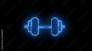 barbell logo animation with neon glowing lines