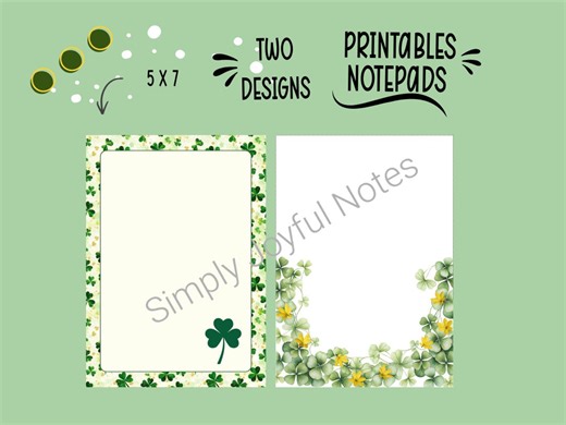 Printable Shamrock Notepad - St. Patrick's Day Clover Notepad - Green Lucky Notepad Printable - Commercial License - Etsy