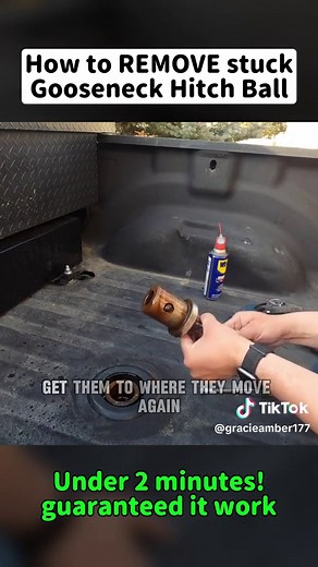 #trailer #gooseneck How to REMOVE stuck Curt Gooseneck Hitch Ball#towing #loadtrail #diesel #howto #rvtiktok #tips #trick #diy #fyp