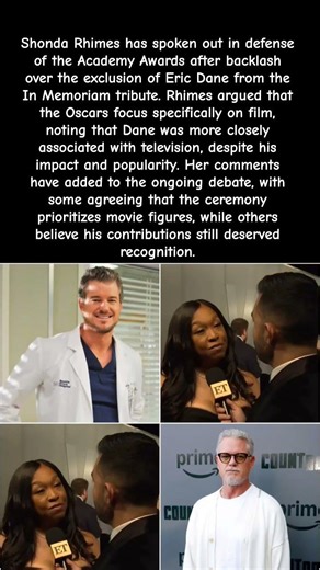 Shonda Rhimes Defends Oscars Decision to Exclude Eric Dane From In Memoriam #viral