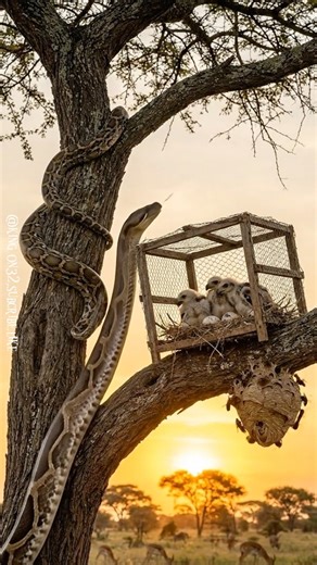 Giant Python Attacks Bird Nest! 🥚🐍 거대 뱀의 침입: 새 둥지가 위험하다!