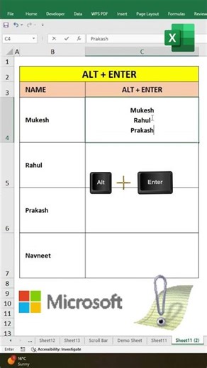 Alt Enter. #excel #exceltricks #shorts #viral