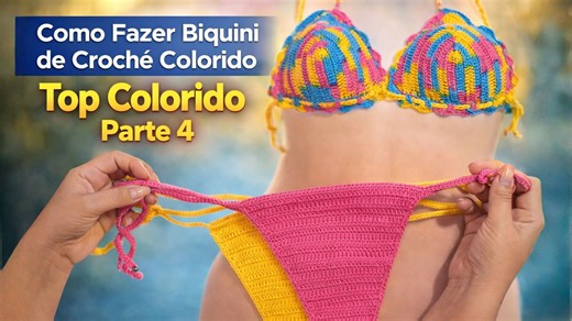 How to make a colorful crochet bikini top - part 4