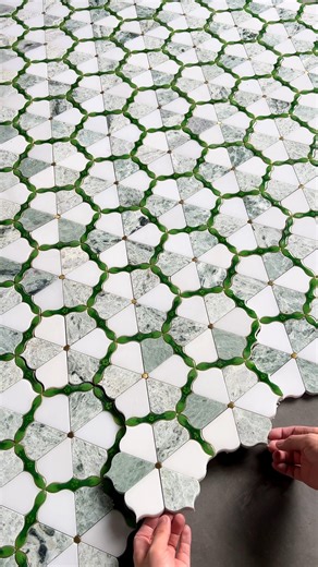 lander stone on Instagram: "Mixture with marble and ceramic mosaic Chinese knot design waterjet mosaic #marblemosaic #kitchendesign #kitchen #kitchenstyle #houseinterior #backsplash #tilefloors #bathroomstyling #bathroomdesigns #bathroomdecor #tile #walltiles #floortile #tiledesign #ceramictiles #tilework #tileinspiration #marbletile #tilestyled #interiordesigner #design #mosaictile #marblemosaic #kitchendesign #kitchen #kitchenstyle #houseinterior #backsplash #tilefloors #bathroomstyling #bathr