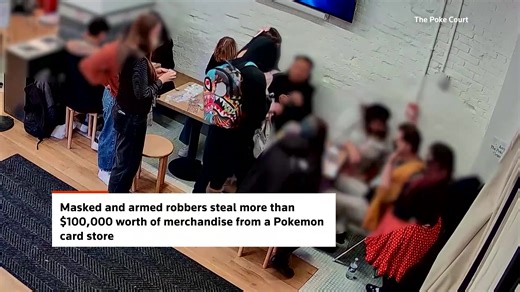 Surveillance footage showed armed robbers packing up merchandise inside a Pokémon card store in New York City as terrified visitors and employees watched | Reuters