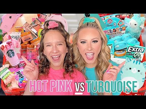 PINK 🎀💓 VS TURQUOISE 👗🧼 TARGET SHOPPING CHALLENGE!