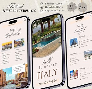 Editable Travel Itinerary Canva Template: Mobile Trip Planner (digital Download) - Etsy Canada
