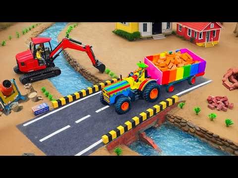 DIY Mini Tractor & JCB Making Real Concrete Bridge | Underground Home Pipe Science Project #1