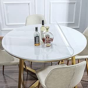 20 Inch Clear Plastic Table Cover Round 1.5mm Thick Vinyl PVC Dining Table Pad Protector Crystal Tablecloth for Wood Furniture Topper Waterproof Heat Resistant Coffee Table Protector Cover