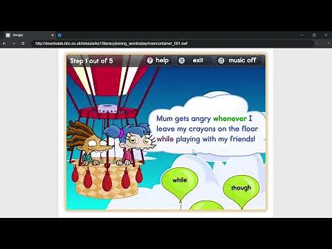 BBC Bitesize KS1 Literacy Balloon Joining Words Walkthrough