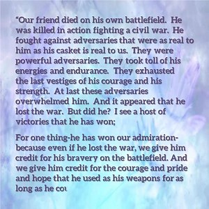 Eulogy for a Suicide Victim Rev. Weston Stevens I had meant to share this last week during Suicide Prevention Awareness Month, better late than never I guess - pass it on | Never Forgotten