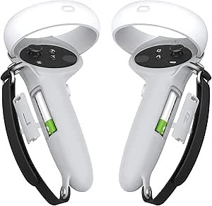 VR Controller Grip Cover Accessories Compatible with The Meta Quest 2 (Extended with Battery Cover, White)
