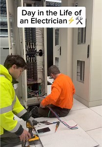 Electrician Installs Network Racks in Data Center