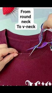1M views · 7.5K reactions | Transform round neck to V-neck #kidsclothing #sewing #usedclothes #SustainableStyle #fashionstyle #design # | Creative and tips | Facebook