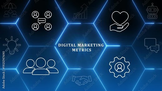 Digital marketing metrics and KPIs concept. Measuring values to prove the effectiveness and success of projects and campaigns across marketing channels. Metrics of traffic, conversion and revenue.4k