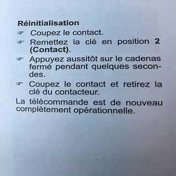 Réinitialisation télécommande Peugeot Citroën