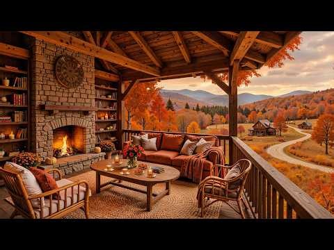 Cozy Fall Cabin Ambience 🍂 Relaxing Day with Smooth Jazz Instrumental Music for Peaceful Moments