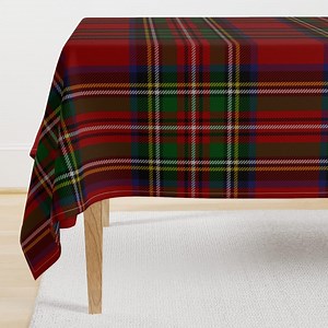 Large Scale Tartan Tablecloth - Stewart Plaid by Paper_and_frill - Red Green Plaid Rustic Scotland Cotton Sateen Tablecloth by Spoonflower - Etsy