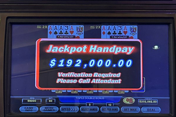 $192K video poker jackpot hits on Las Vegas Strip