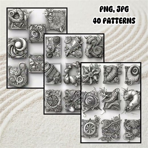 400 Zentangle Patterns – Printable Zendoodle Art Bundle (PDF JPG PNG)
