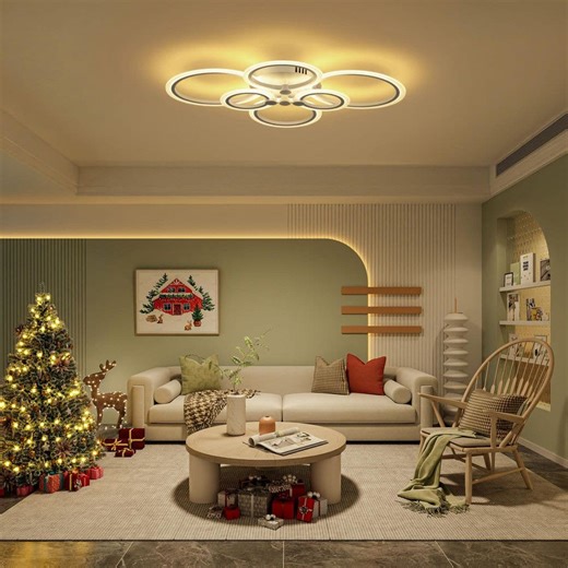 Check The Home Depot's Q&A Before Buying: TOZING 31 in. White Modern Integrated LED 6 Rings Circle Semi- Flush Mount Ceiling Light with Remote Control for Living Room