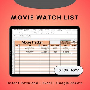 Movie Tracker Excel Spreadsheet, Film Watch List (digital Download) - Etsy Australia