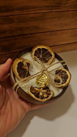 Rustic Lemon Candle, Handmade Soy Candle in Wooden Bowl, Citrus Decor, Farmhouse Style Gift, Natural Home Fragrance