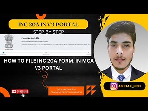 INC 20A FILE IN V3 PORTAL | HOW TO FILE INC 20A IN MCA V3 PORTAL | COMMENCEMENT OF BUSINESS IN MCA.