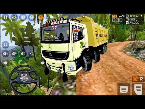 INDIAN 12WHEEL BHARAT BENZ FULLY LOADED STONE TRANSPORT DRIVE ! BUS SIMULATOR INDONESIA