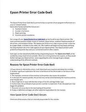 How to Resolve Epson Printer Error Code 0xe5 | Epson Printer 0XE5 | Epson Support