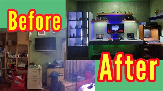 Throwback build.... Room Makeover for my kids. Gaming and study room. #DIY #diyprojects #woodworking #cabinets #floatingshelves #studyrooms #gaming #gamingroom #Gamingroomsetup #FBVIDEO #Philippines | Don DIY Project