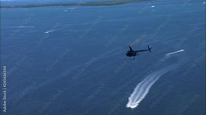 Aerial view Miami Skyscrapers helicopter flying Miami USA