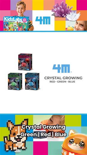 Grow crystals in your favourite colour! 🟢🔴🔵✨ 4M Crystal Growing Kit comes in stunning green, red, and blue. Watch amazing crystals form and develop in unique space capsule displays. Perfect for ages 10 , this hands-on STEM kit fosters curiosity, observation skills, and logical thinking. Ideal for parents and educators seeking educational toys that support achievement and scientific exploration. Collect all three colours! https://www.bigjigstoys.co.uk/products/crystal-growing-crystal-imaginati