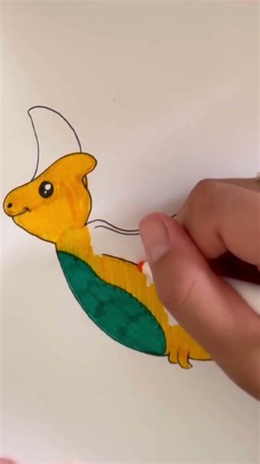 Pterodactyl colouring in ✍🏼🖍️ #kawaii #drawing #beginnerdrawing #artclass #art