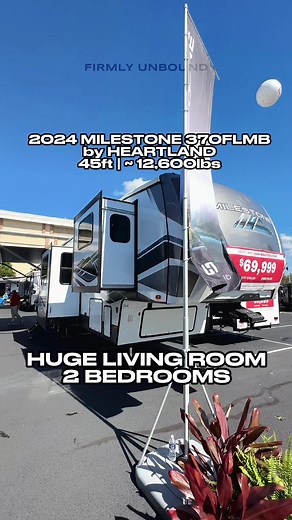 This fifth wheel has 2 bedrooms and a large front living room! It is a 2024 Heartland Milestone 370FLMB #rv #rvlife #fifthwheel #rvliving #rvtiktok #rvtour #firmlyunbound #camping #outdoors #travel #familytravel #travelwithkids