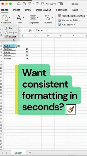 How to Copy Formatting Instantly in Excel? 🎨 | #excelhacks