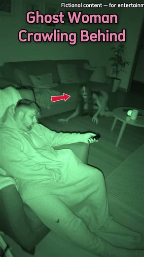 Ghost woman crawling behind the sleeping man #FoundFootageStyle #CCTVStyle #HorrorShorts