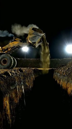 Night Shift Power: Front-End Loader in Action! 🚧