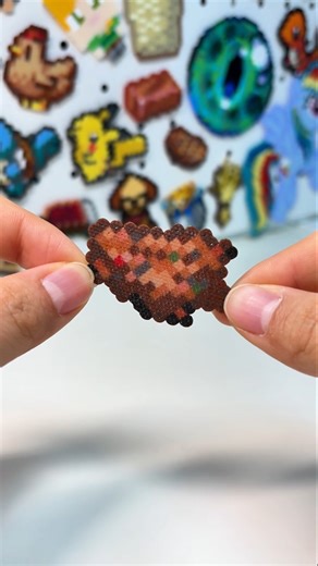 I made a cooked lamb sculpture from Minecraft using Perler beads.#pixelart #perlerbeads #minecraft