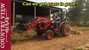 Last Job for the Tiller. Smoothing out the area we dug up with backhoe and planting grass