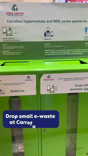 Your Old Gadgets Still Have Something to Give. Drop small e-waste at Carrefour bins or scan the QR code to have WEEE Centre collect bigger items right from your home. Together, let's make every action count! #CarrefourKenya | Carrefour Kenya