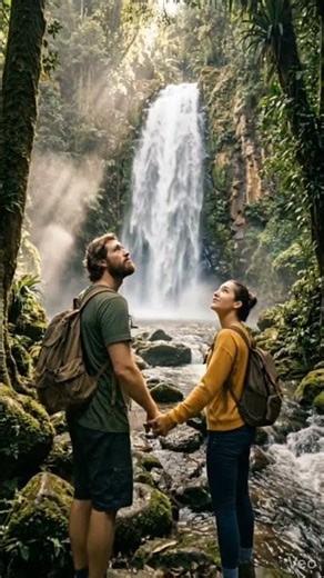 Waterfall Date ❤️ | Couple Enjoying Nature | Jungle Trip Couple Moments #Shorts