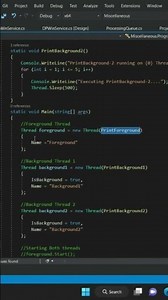 Creating Foreground and Background Threads #csharp #threading #programming #viralshorts