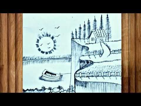 How to Draw 3D Mountain Scenery Sketch | Easy Pencil Drawing Tutorial Step by Step for Beginners