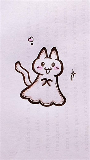 Cat Cute Ghost🤣 #art #pendrawing #drawing #cat #catdrawing #cutedrawing #sketch #shorts #challenge