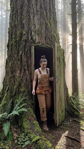 Hidden Survival Shelter Inside a Giant Tree Stump