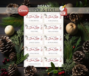 Secret Santa Name Draw Cards Editable Template & PDF | Christmas Holidays Office Party Tags - Etsy Australia