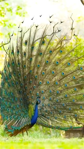🦚 Mesmerizing Feather Display 😲💙 #shorts #peacock