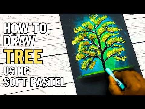 How To Draw Tree At Night Using Soft Pastels - Relaxing Art Video - Ashutosh Art Studio