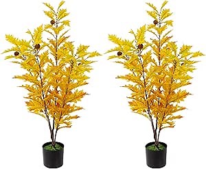 2 Packs 35.4-inch Artificial Maple Tree - Autumn Tree Artificial Plant Autumn Home Decoration, Suitable for Halloween, Thanksgiving, Indoor and Outdoor environments with Simulated Plants